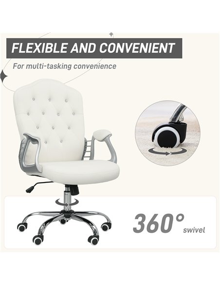 Vinsetto Velvet-Feel Work Chair, with Diamante Back - Cream - pic 177311 | FastDaddyshop