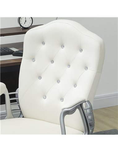Vinsetto Velvet-Feel Work Chair, with Diamante Back - Cream