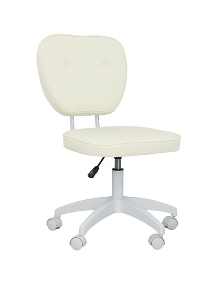 Vinsetto Vanity Office Chair, PU Leather Computer Chair for Home, with Adjustable Height, Armless, Swivel Wheels, Cream - pic 177315 | FastDaddyshop