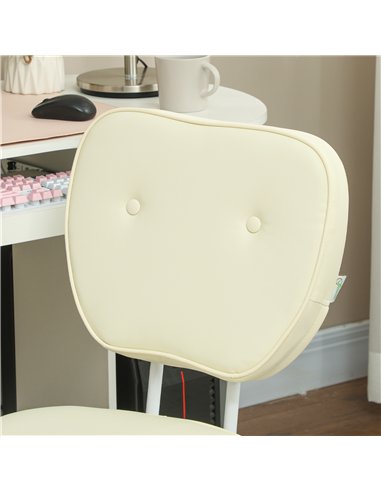 Vinsetto Vanity Office Chair, PU Leather Computer Chair for Home, with Adjustable Height, Armless, Swivel Wheels, Cream