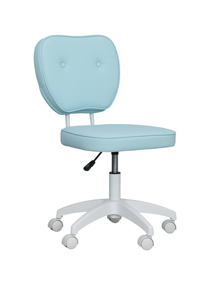 Vinsetto Vanity Office Chair, PU Leather Computer Chair for Home, with Adjustable Height, Armless, Swivel Wheels, Blue - pic 177324 | FastDaddyshop