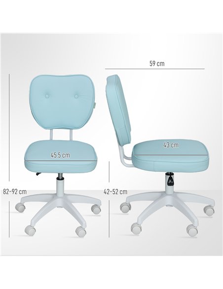 Vinsetto Vanity Office Chair, PU Leather Computer Chair for Home, with Adjustable Height, Armless, Swivel Wheels, Blue - pic 177326 | FastDaddyshop
