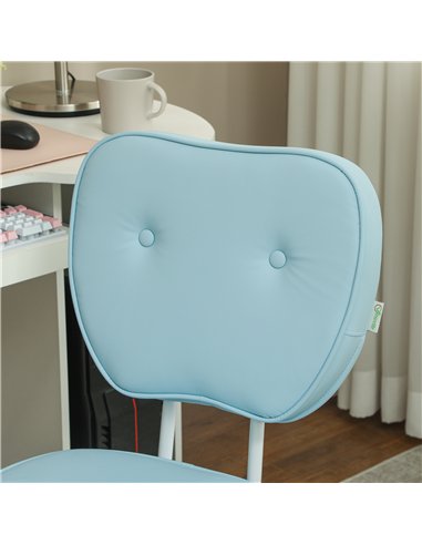Vinsetto Vanity Office Chair, PU Leather Computer Chair for Home, with Adjustable Height, Armless, Swivel Wheels, Blue