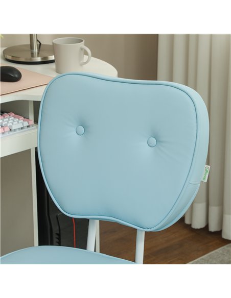 Vinsetto Vanity Office Chair, PU Leather Computer Chair for Home, with Adjustable Height, Armless, Swivel Wheels, Blue - pic 177332 | FastDaddyshop