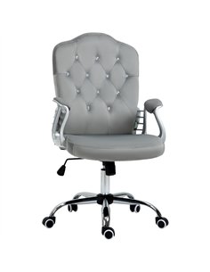 Vinsetto Velvet-Feel Work Chair, with Diamante Back - Grey