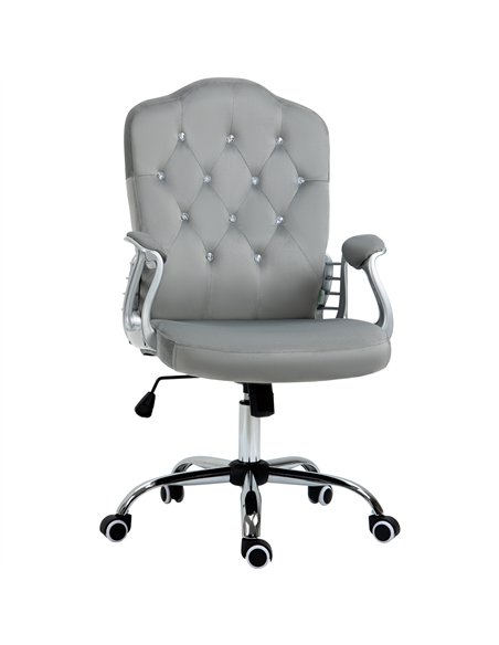 Vinsetto Velvet-Feel Work Chair, with Diamante Back - Grey - pic 177333 | FastDaddyshop