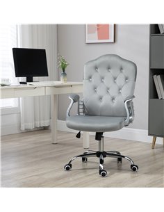 Vinsetto Velvet-Feel Work Chair, with Diamante Back - Grey 2