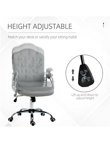 Vinsetto Velvet-Feel Work Chair, with Diamante Back - Grey