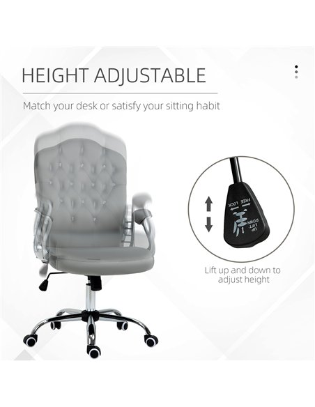 Vinsetto Velvet-Feel Work Chair, with Diamante Back - Grey - pic 177336 | FastDaddyshop