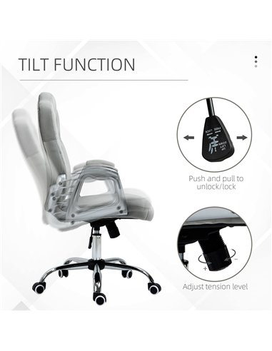 Vinsetto Velvet-Feel Work Chair, with Diamante Back - Grey