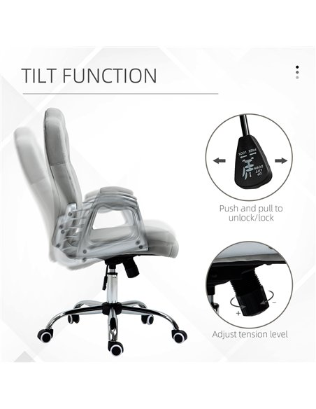 Vinsetto Velvet-Feel Work Chair, with Diamante Back - Grey - pic 177337 | FastDaddyshop