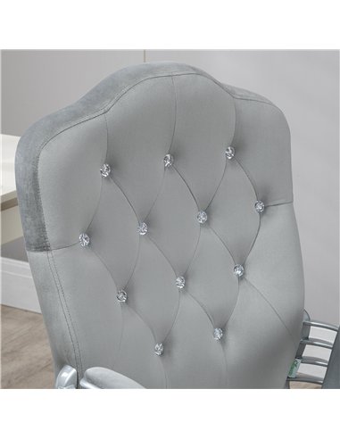 Vinsetto Velvet-Feel Work Chair, with Diamante Back - Grey