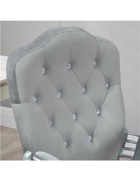 Vinsetto Velvet-Feel Work Chair, with Diamante Back - Grey - pic 177340 | FastDaddyshop