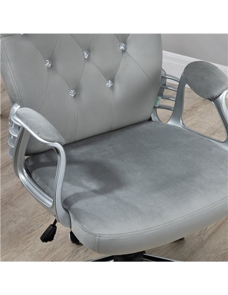 Vinsetto Velvet-Feel Work Chair, with Diamante Back - Grey - pic 177341 | FastDaddyshop