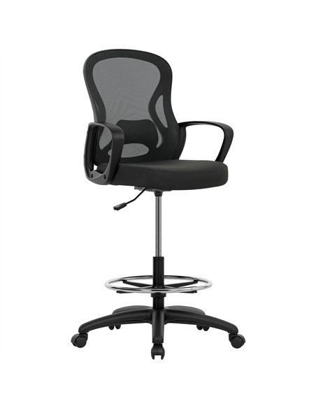 Vinsetto Drafting Chair with Adjustable Footrest, Ergonomic Mesh Office Chair with Lumbar Support, Adjustable Height for Standin - pic 177360 | FastDaddyshop