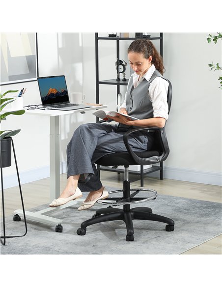 Vinsetto Drafting Chair with Adjustable Footrest, Ergonomic Mesh Office Chair with Lumbar Support, Adjustable Height for Standin - pic 177368 | FastDaddyshop