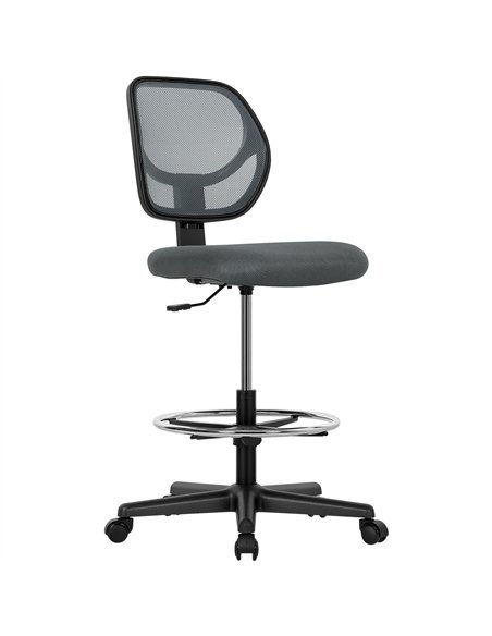 Vinsetto Ergonomic Mesh Standing Desk Chair with Adjustable Footrest Ring and Seat Height Charcoal Grey - pic 177369 | FastDaddyshop