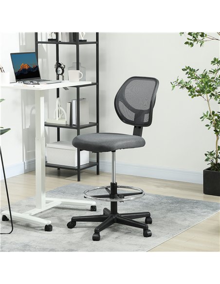 Vinsetto Ergonomic Mesh Standing Desk Chair with Adjustable Footrest Ring and Seat Height Charcoal Grey - pic 177370 | FastDaddyshop