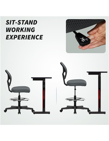 Vinsetto Ergonomic Mesh Standing Desk Chair with Adjustable Footrest Ring and Seat Height Charcoal Grey - pic 177373 | FastDaddyshop