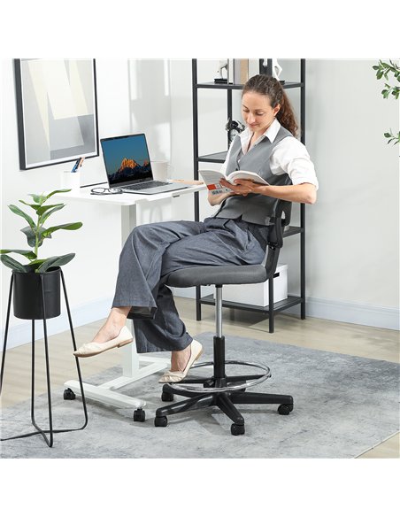Vinsetto Ergonomic Mesh Standing Desk Chair with Adjustable Footrest Ring and Seat Height Charcoal Grey - pic 177377 | FastDaddyshop
