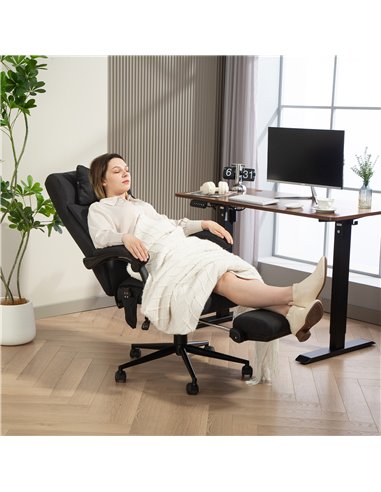 Vinsetto Office Chair with 6-point Vibration Massage and Heat, Computer Chair with Adjustable Height, Head Pillow, Footrest for 