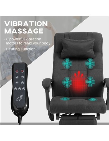 Vinsetto Office Chair with 6-point Vibration Massage and Heat, Computer Chair with Adjustable Height, Head Pillow, Footrest for 