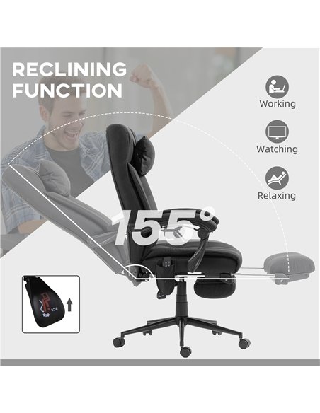 Vinsetto Office Chair with 6-point Vibration Massage and Heat, Computer Chair with Adjustable Height, Head Pillow, Footrest for  - pic 177392 | FastDaddyshop
