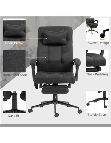 Vinsetto Office Chair with 6-point Vibration Massage and Heat, Computer Chair with Adjustable Height, Head Pillow, Footrest for 