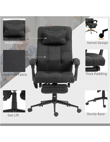 Vinsetto Office Chair with 6-point Vibration Massage and Heat, Computer Chair with Adjustable Height, Head Pillow, Footrest for  - pic 177393 | FastDaddyshop