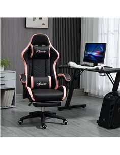 Vinsetto Computer Gaming Chair, PU Leather Office Desk Chair with Footrest, Swivel Wheels, 135° Reclining Back, Lumbar Support,  2