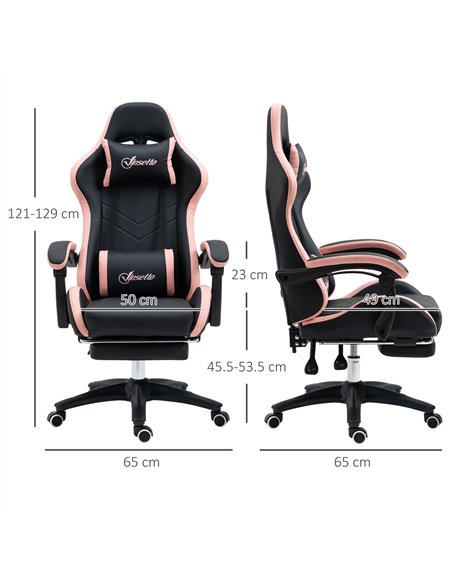 Vinsetto Computer Gaming Chair, PU Leather Office Desk Chair with Footrest, Swivel Wheels, 135° Reclining Back, Lumbar Support,  - pic 177398 | FastDaddyshop