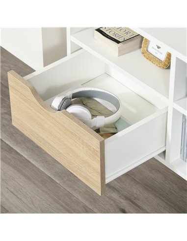Homcom 1170mm Multi-Storage TV Stand with Wood Legs, White & Oak Effect