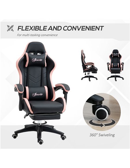 Vinsetto Computer Gaming Chair, PU Leather Office Desk Chair with Footrest, Swivel Wheels, 135° Reclining Back, Lumbar Support,  - pic 177401 | FastDaddyshop
