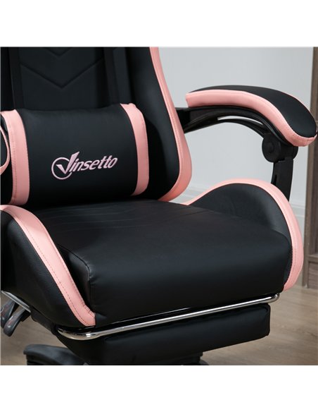 Vinsetto Computer Gaming Chair, PU Leather Office Desk Chair with Footrest, Swivel Wheels, 135° Reclining Back, Lumbar Support,  - pic 177404 | FastDaddyshop