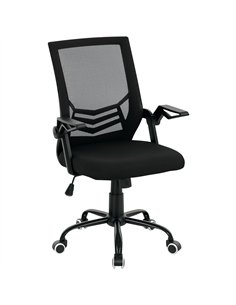 Vinsetto Mesh Office Chair, Computer Desk Chair with Flip-up Armrests, Lumbar Back Support and Swivel Wheels, Black