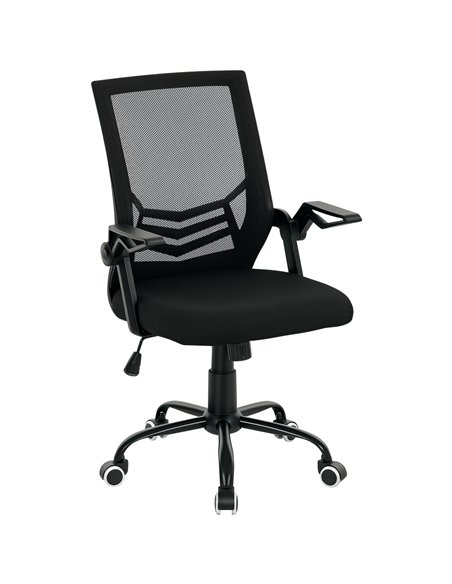 Vinsetto Mesh Office Chair, Computer Desk Chair with Flip-up Armrests, Lumbar Back Support and Swivel Wheels, Black - pic 177405 | FastDaddyshop