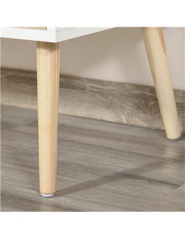 Homcom 1170mm Multi-Storage TV Stand with Wood Legs, White & Oak Effect