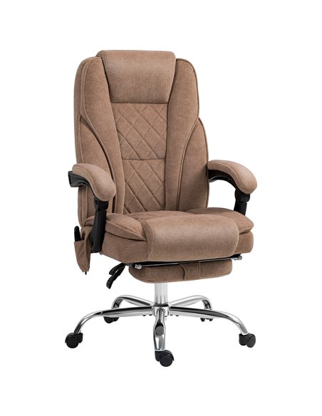 Vinsetto Massage Office Chair, Heated Reclining Computer Chair with Adjustable Height and Footrest, Brown - pic 177414 | FastDaddyshop