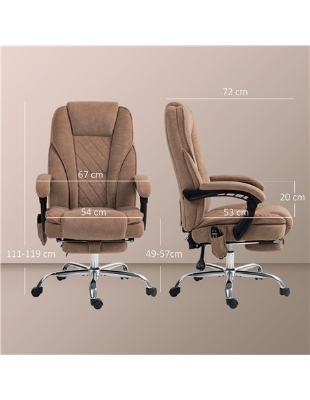Vinsetto Massage Office Chair, Heated Reclining Computer Chair with Adjustable Height and Footrest, Brown - pic 177416 | FastDaddyshop