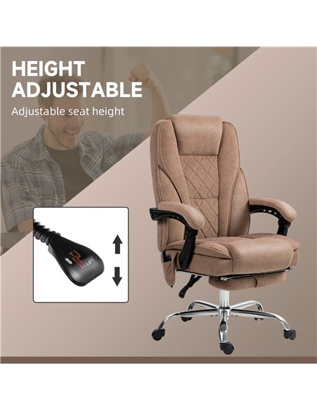 Vinsetto Massage Office Chair, Heated Reclining Computer Chair with Adjustable Height and Footrest, Brown - pic 177418 | FastDaddyshop