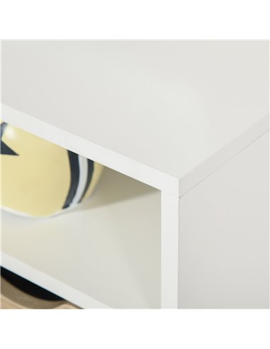 Homcom 1170mm Multi-Storage TV Stand with Wood Legs, White & Oak Effect