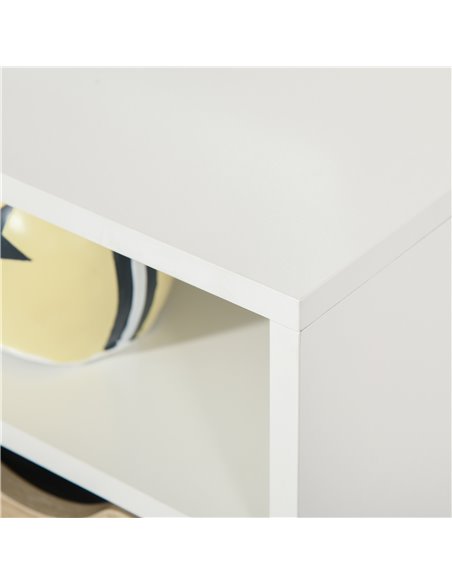 Homcom 1170mm Multi-Storage TV Stand with Wood Legs, White & Oak Effect - pic 17742 | FastDaddyshop