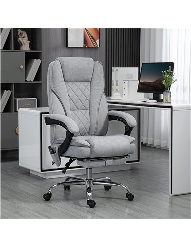 Vinsetto Massage Office Chair, Heated Reclining Computer Chair with Adjustable Height and Footrest, Grey