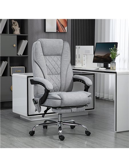 Vinsetto Massage Office Chair, Heated Reclining Computer Chair with Adjustable Height and Footrest, Grey - pic 177424 | FastDaddyshop