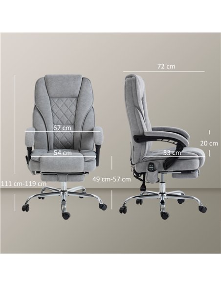 Vinsetto Massage Office Chair, Heated Reclining Computer Chair with Adjustable Height and Footrest, Grey - pic 177425 | FastDaddyshop