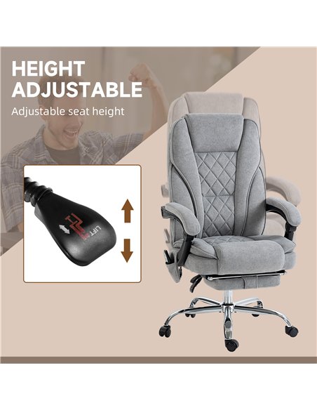 Vinsetto Massage Office Chair, Heated Reclining Computer Chair with Adjustable Height and Footrest, Grey - pic 177427 | FastDaddyshop