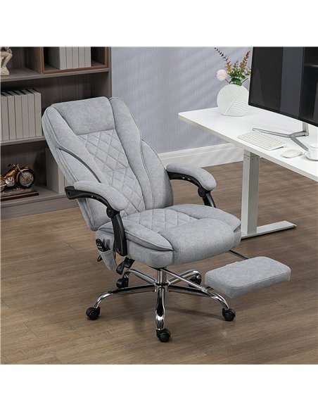 Vinsetto Massage Office Chair, Heated Reclining Computer Chair with Adjustable Height and Footrest, Grey - pic 177431 | FastDaddyshop