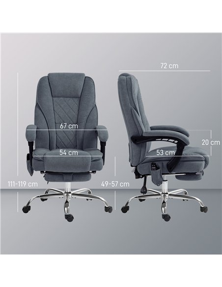 Vinsetto Massage Office Chair, Heated Reclining Computer Chair with Adjustable Height and Footrest, Dark Grey - pic 177434 | FastDaddyshop