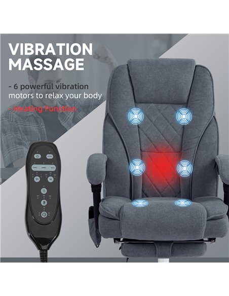 Vinsetto Massage Office Chair, Heated Reclining Computer Chair with Adjustable Height and Footrest, Dark Grey - pic 177435 | FastDaddyshop