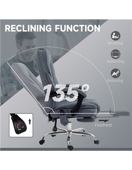 Vinsetto Massage Office Chair, Heated Reclining Computer Chair with Adjustable Height and Footrest, Dark Grey - pic 177437 | FastDaddyshop